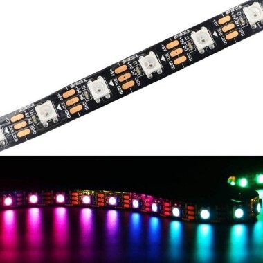 Su Geçirmez 5V WS2812B RGB5050 Siyah SMD LED Şerit 60 LED/Metre Esnek 5 Metrelik Makara IP30 - 1