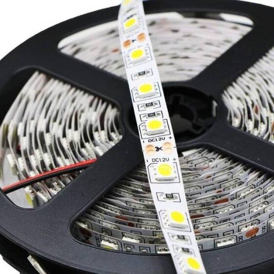 Su Geçirmez Beyaz 5050 12V SMD LED Şerit 60 LED/Metre Esnek 5 Metrelik Makara - 2