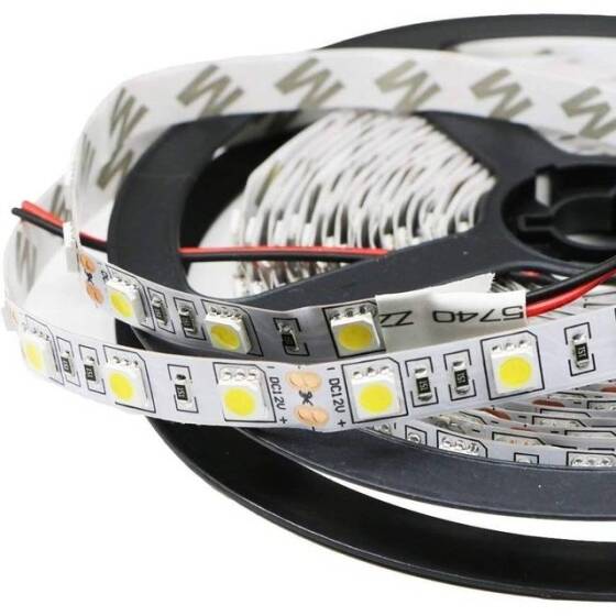 Su Geçirmez Beyaz 5050 12V SMD LED Şerit 60 LED/Metre Esnek 5 Metrelik Makara - 4