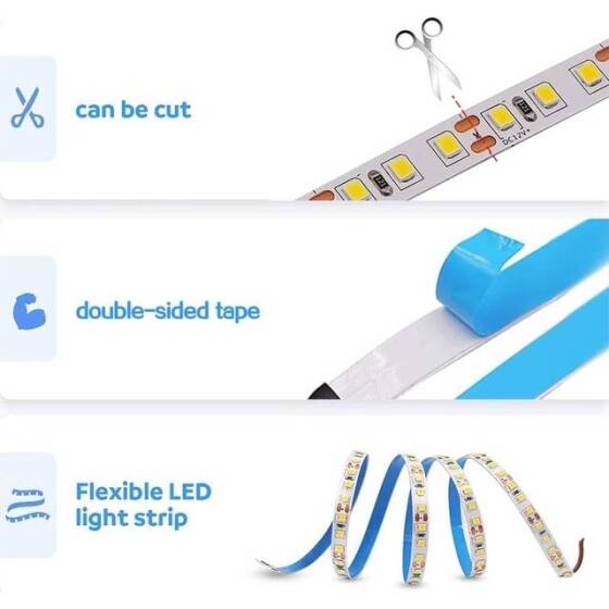 Su Geçirmez FC0B Ra09 6000K Soğuk Beyaz 12V SMD LED Şerit 416 LED/Metre Esnek 5 Metrelik Makara 8mm Genişlik - 2