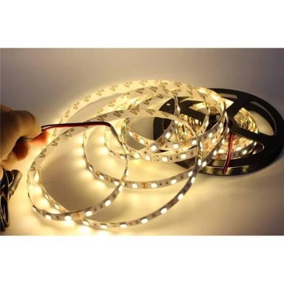 Su Geçirmez Sarı 5050 12V SMD LED Şerit 60 LED/Metre Esnek 5 Metrelik Makara - 4