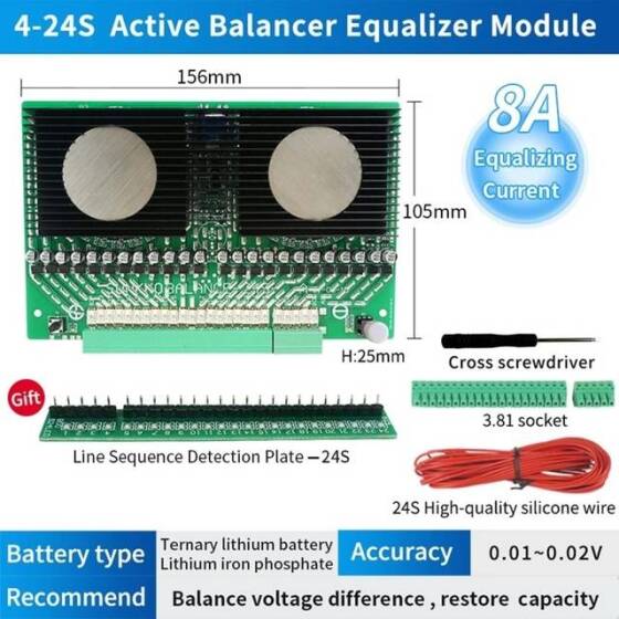 SUNKKO 4S-13S 8A Lifepo4 Lityum Pil Paketi Trafo İnvertör Aktif Eşitleme Modülü - 2