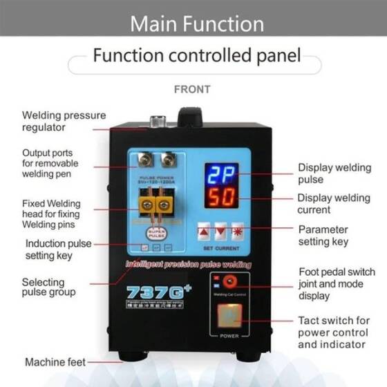 SUNKKO 737G Çift Darbeli Çift Ekran Pil Nokta Kaynak Makinesi AU Fişli 220V - 2