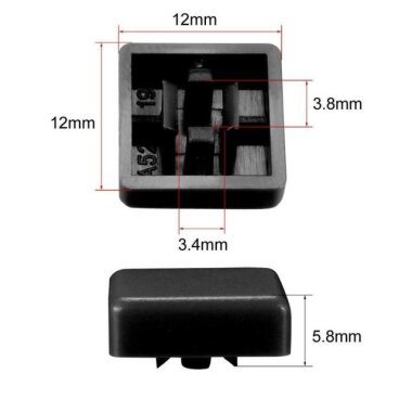 Tact Switch Kapağı Kare Siyah - 10x10x5mm - 2