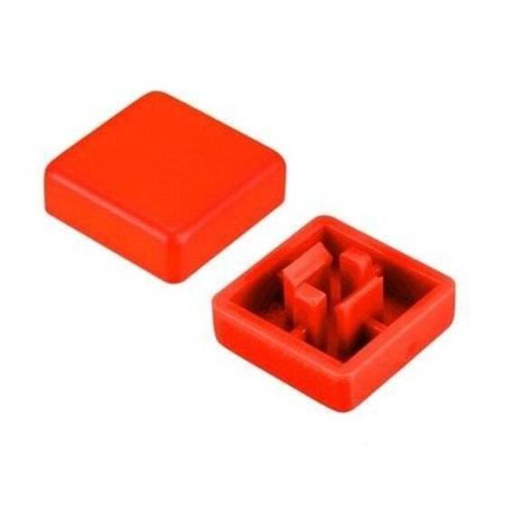 Tact Switch Kapağı Kare Kırmızı - 10x10x5mm ile Uyumlu - 1