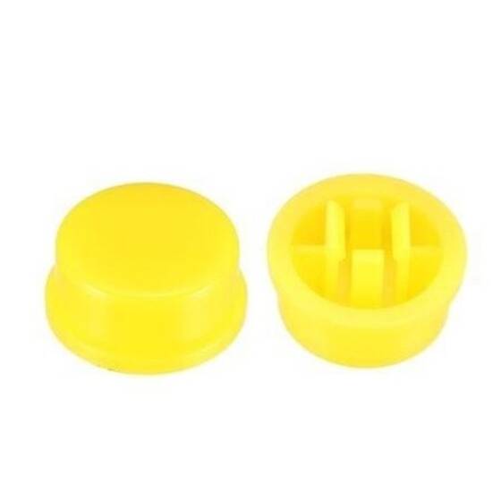 Tact Switch Kapağı Yuvarlak Sarı - 12x12x7.3mm ile Uyumlu - 1