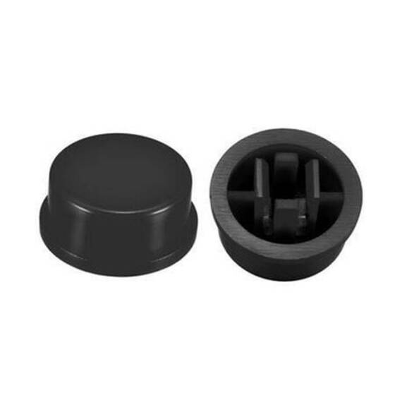 Tact Switch Kapağı Yuvarlak Siyah - 12x12x7.3mm ile Uyumlu - 1