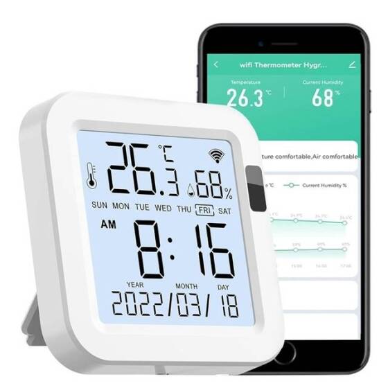TUYA Bluetooth Akıllı Parlaklık Termometre Sensörü Işık Sıcaklık Nem Dedektörü Tuya Smart App Alexa Kontrolü Pilli - 1