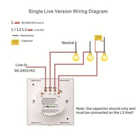 Tuya WiFi 2 Kanal Dokunmatik Akıllı Anahtar Tipi 86 UK Fişli Beyaz 110V-240V Boyut: 86x86x35mm - 2