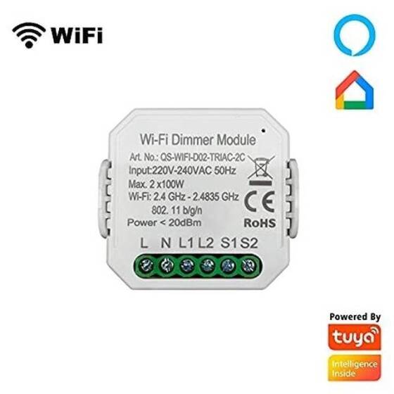 Tuya Wifi Akıllı Işık Led Dimmer Anahtar Modülü 2 Kanal Çift Kontrol 220-240 V QS-Wifi-S04-2C Orjinal Paketleme Boyut: 46x46x18mm - 2