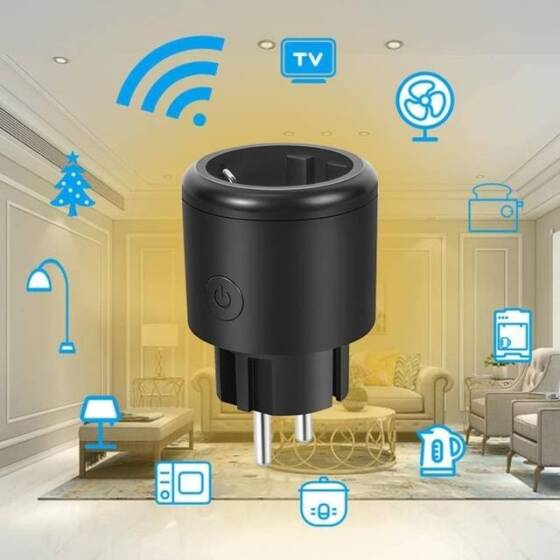 Tuya Wifi Akıllı Soket Uzaktan Zamanlama Ses Anahtarı EU Fişli Güç İzleme Alexa İçin 100-240V 16A Boyut: 50x50x80mm - 2