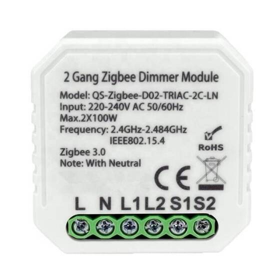 Tuya Zigbee 3.0 Dimmer Modülü 2 Kanal QS-Zigbee-S04-2C-L Tek Ateşli Orjinal Paketleme - 1