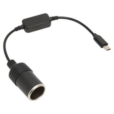 Type-C 5V - 12V Dişi Araç Çakmak Soketi Dönüştürücü - 30cm Kablolu - 1