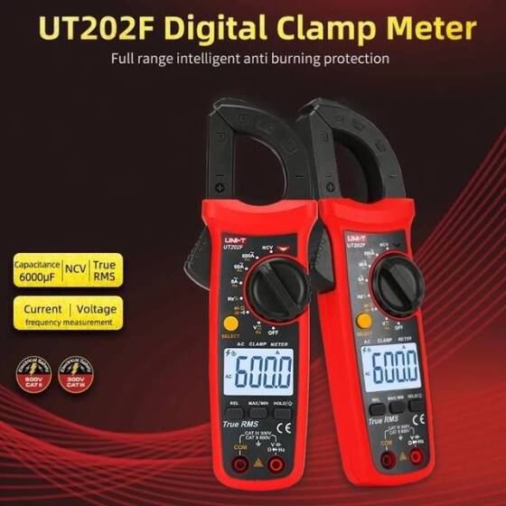 UNI-T UT203 LCD Dijital Kelepçe Multimetre Ohm Dmm DC AC Akım Voltmetre Pilsiz - 4