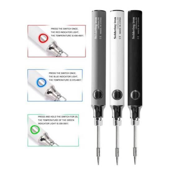 USB 5V 8W USB Gri Kalem Havya Seti - Sıcaklık Ayarlı Mod Seçimli - 3