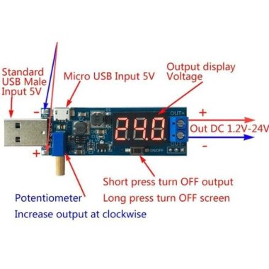 USB Güçlendirici Voltaj Regülatörü (5V to 3.3V-24V) - 3