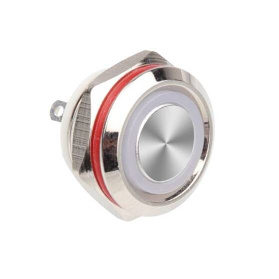 WD12C1 Pin-P1-E 12mm Düz Yaylı Işıklı Metal Buton - Beyaz - 1