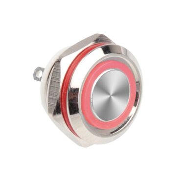 WD12C1 Pin-P1-E 12mm Düz Yaylı Işıklı Metal Buton - Kırmızı - WDELE