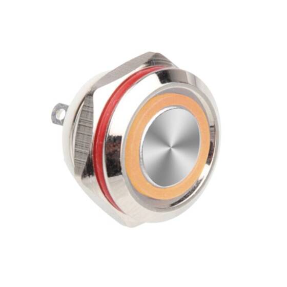 WD12C1 Pin-P1-E 12mm Düz Yaylı Işıklı Metal Buton - Sarı - 1