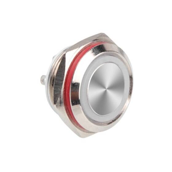 WD16C1 Pin-P1-E 16mm Düz Yaylı Işıklı Metal Buton - Beyaz - 1