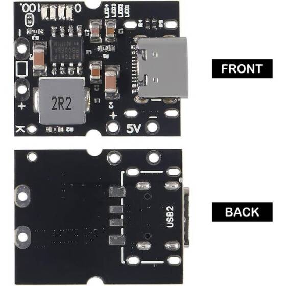 Type-C USB 5V 2A Boost Dönüştürücü Step-Up Güç Modülü Lityum Pil Şarj Koruma Kartı - 1