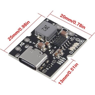 Type-C USB 5V 2A Boost Dönüştürücü Step-Up Güç Modülü Lityum Pil Şarj Koruma Kartı - 3