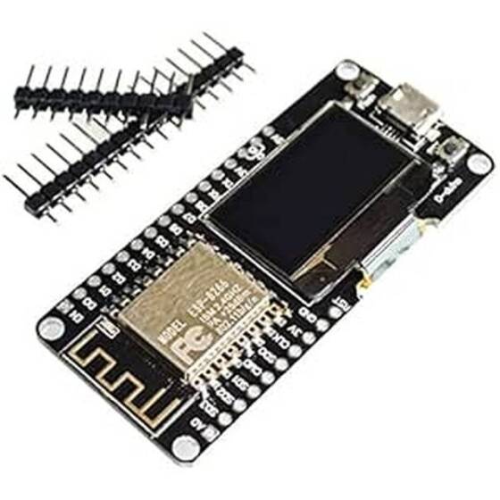 Wemos 0.91 İnç Beyaz Ekran Oled Nodemcu ESP8266 WIFI Modülü - Siyah PCB Lehimsiz - 1