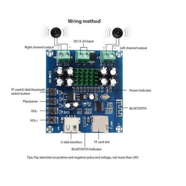 XH-M422 TPA3116D2 Bluetooth Amplifikatörler Kurulu Entegre Bluetooth U-Disc TF Oynatıcı Amp Panoları Çift Kanal 50 W x 2 DC 12V-24V - 10