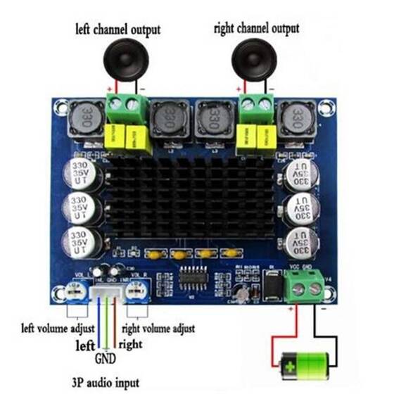 XH-M543 Yüksek Güçlü Dijital Güç Amplifikatörü Kartı TPA3116D2 Çift Kanallı 2x120 W Kablolu - 5
