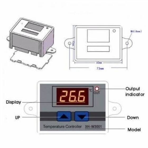XH-W3001 12V DC Dijital Termostat 120W 1 Metre Kablolu - 3