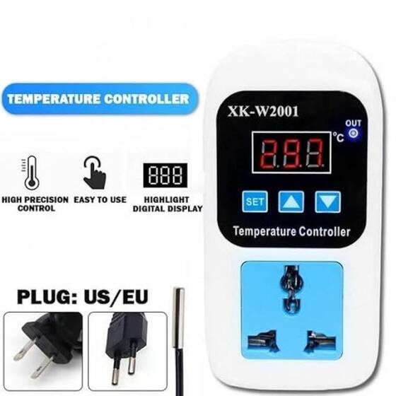 XK-W2001 AC110-220V Kırmızı Dijital Isı Kontrol Cihazı Oda Tipi 1 Metre Kablolu EU Fişli - 5