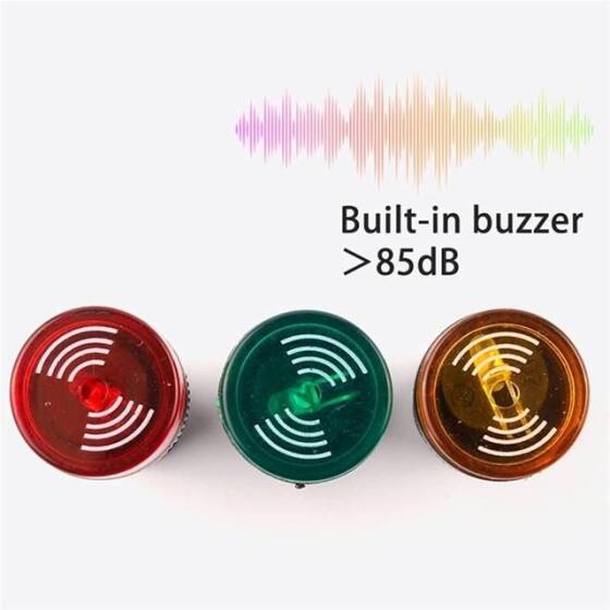 AD16-16SM 16mm 220V Sarı Işıklı Buzzer - Buzzerlı Sinyal Göstergesi - 4