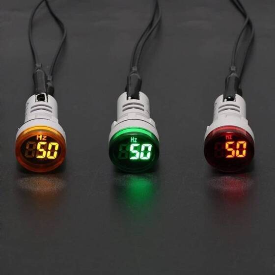 Yeşil 20-75Hz 22mm AD16-22DSHZ Yuvarlak LED Hertz Metre - 5
