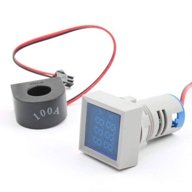 Yeşil AC50-500V 0-100A 0-100Hz 22mm AD16-22AVHz Kare Kapaklı LED Voltmetre Ampermetre Hertz Metre - 4