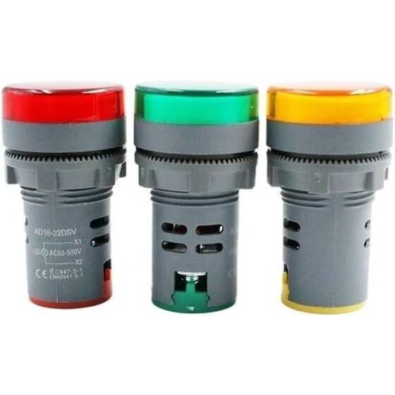 Yeşil AC60-500V 22mm AD16-22DSV Küçük Displayli LED Voltmetre - 2