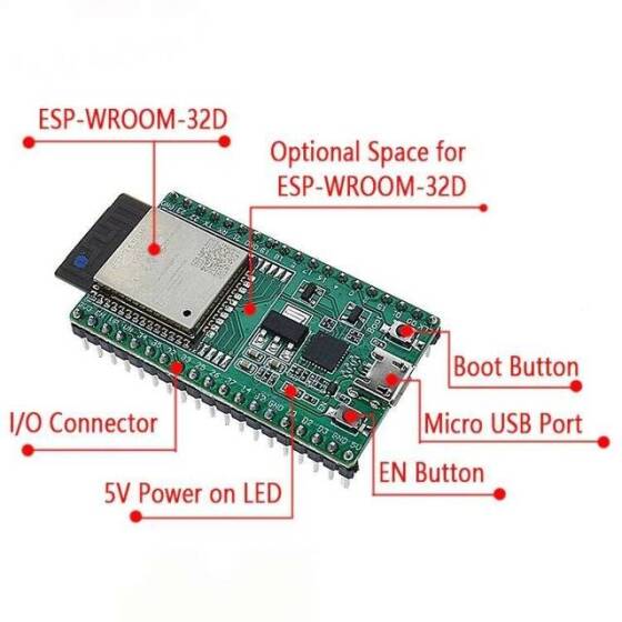 Yeşil DIY Kiti Elektronik ESP32-DEVKITC Çekirdek Kartı - ESP32 Geliştirme Kiti ESP32-WROOM-32D - ESP32-WROOM-32D - 2