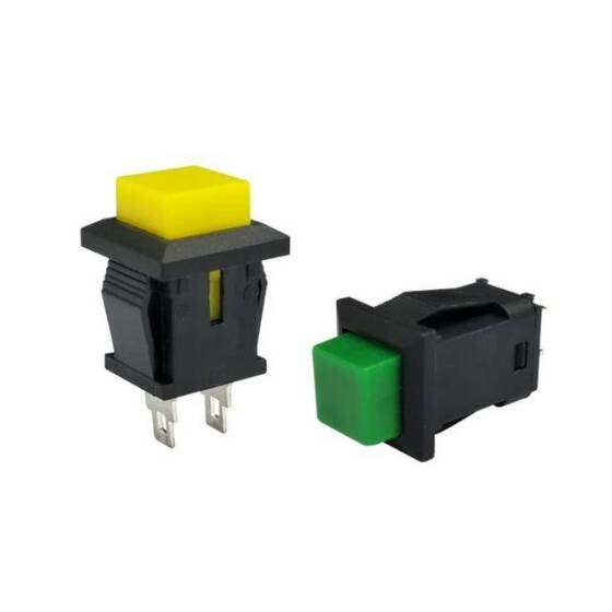 Yeşil DS-431 2 Pin Açık-Kapalı Otomatik Sıfırlamalı Kare Push Buton - Normalde Kapalı Bas Bırak - 2