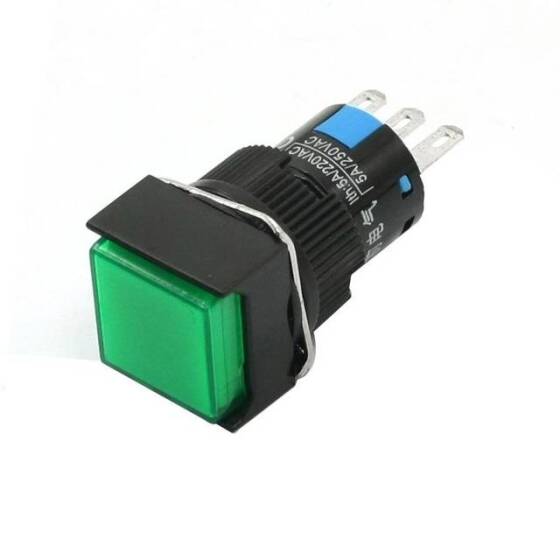 Yeşil LA128A 6 Pin 16mm Kendini Sıfırlamalı Yuvarlak Push Buton - 1