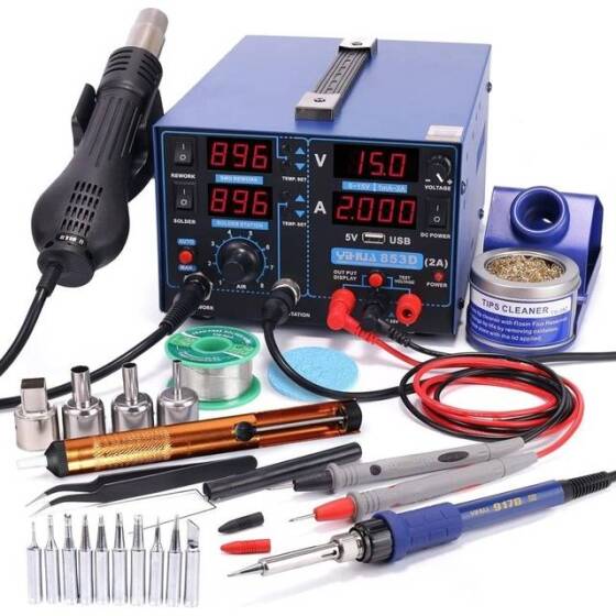 YIHUA853D USB 15V 1A Dijital Ekran Sıcak Hava Sökme İstasyonu Güç Kaynağı US Fişli - 1