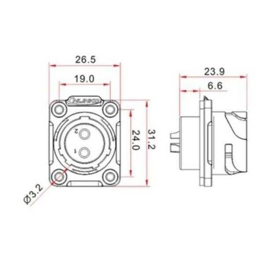 YM-20-J05SX-02-401 5 Pin Su Geçirmez Konnektör - Dişi - 2