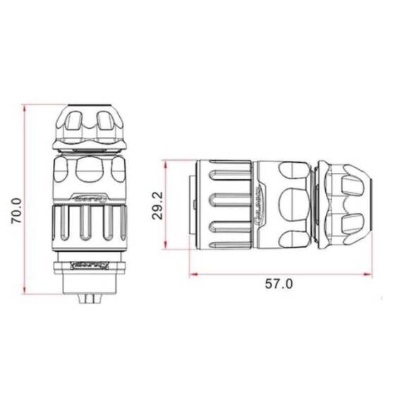 YM-20-J12PE-02-001 12 Pin Su Geçirmez Konnektör - Dişi - 2