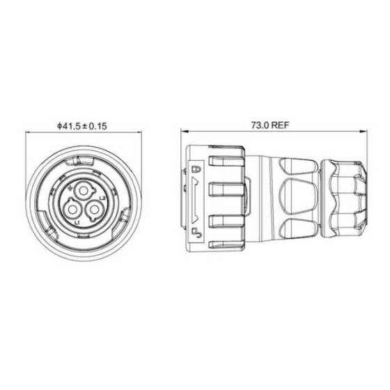 YM-24-C03PE-02-001 3 Pin Su Geçirmez Konnektör - Erkek - 2