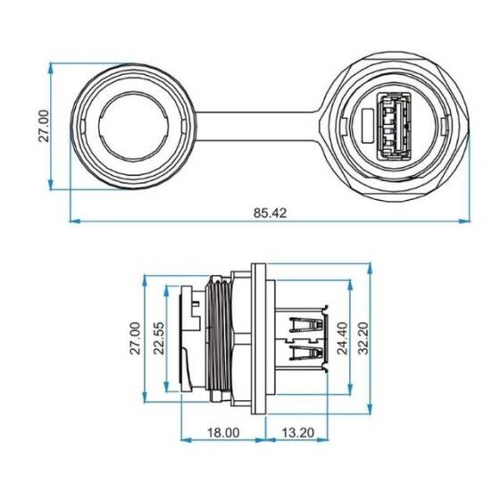 YU-USB3-JSX-01-001 Su Geçirmez USB Konnektör - Dişi - 4
