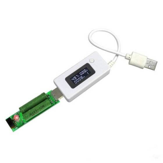 Yük Akımı Dedektörlü Ve LCD Ekranlı Monitörlü Voltmetreli Beyaz USB Test Cihazı Mobil Güç Kapasitesi Elektrostatik Çanta Ambalajı - 1