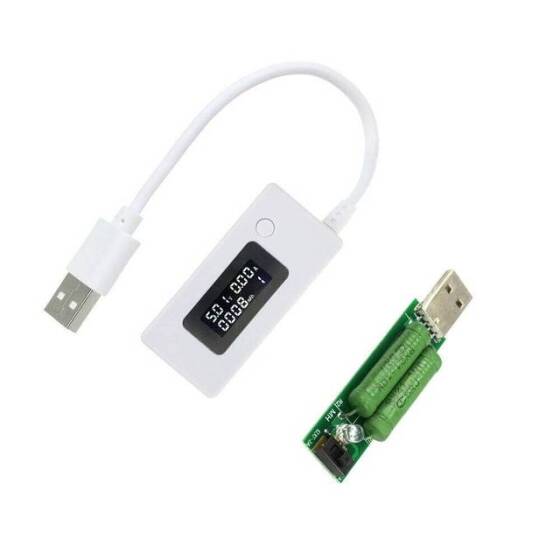 Yük Akımı Dedektörlü Ve LCD Ekranlı Monitörlü Voltmetreli Beyaz USB Test Cihazı Mobil Güç Kapasitesi Elektrostatik Çanta Ambalajı - 2