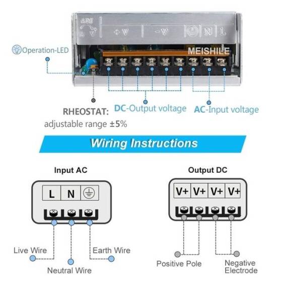 Yüksek Kaliteli Güç Kaynağı 300W 12V 25A Uzun Stil - 4