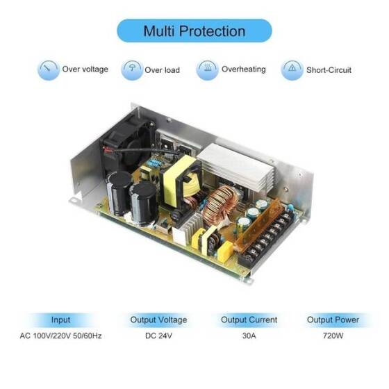 Yüksek Kaliteli Güç Kaynağı 720W 24V 30A Fanlı - 5