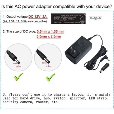 Yüksek Kaliteli Tam Amper 12V 1.2A Adaptör AU Fişli - 2