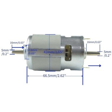 Yuvarlak Şaft 775 12V 12000RPM Yüksek Hızlı Yüksek Torklu DC Motor Çift Şaftlı - 2