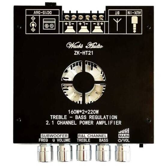ZK-HT21 2x160W + 220W Bluetooth 5.0 2.1 Kanal Amfi Modülü TDA7498E - 1
